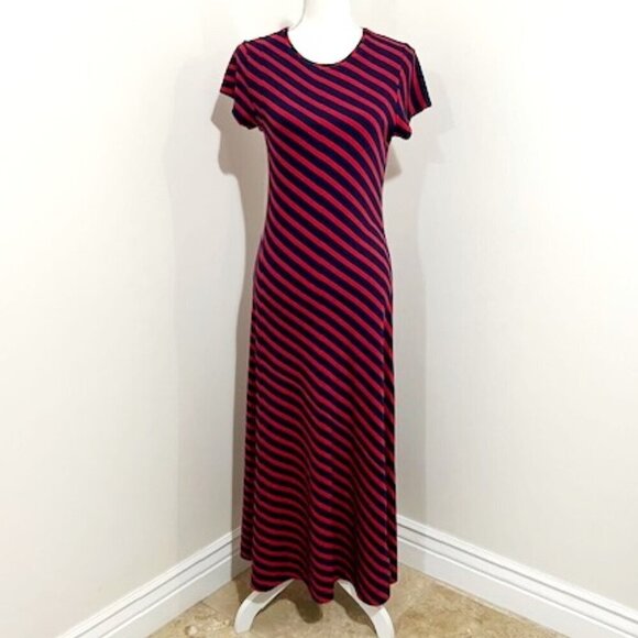 Vineyard Vines Striped Weekend Maxi Dress Navy Blue Red Size M - Picture 1 of 6